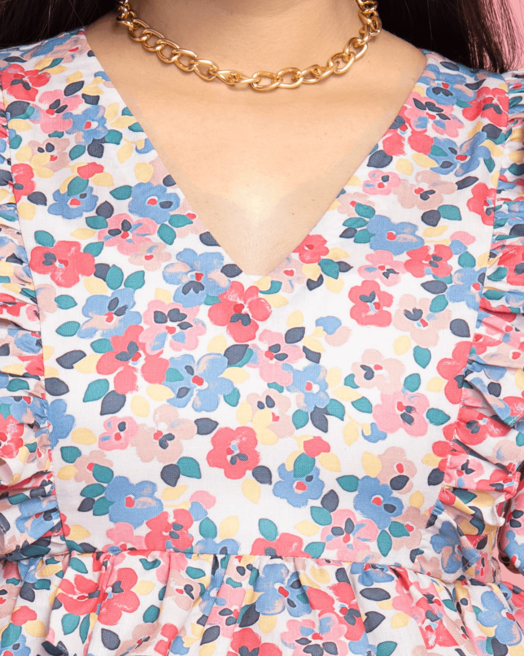 Sweetheart Puffed Sleeves Floral Top