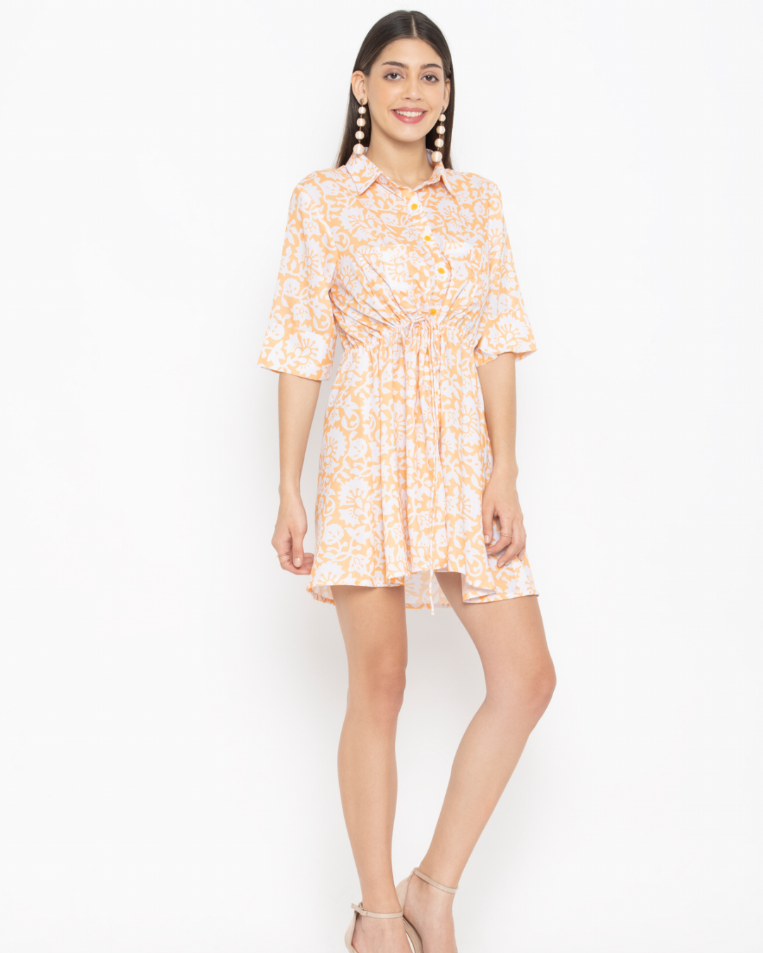 Fit & Flare Yellow Shirt Dress