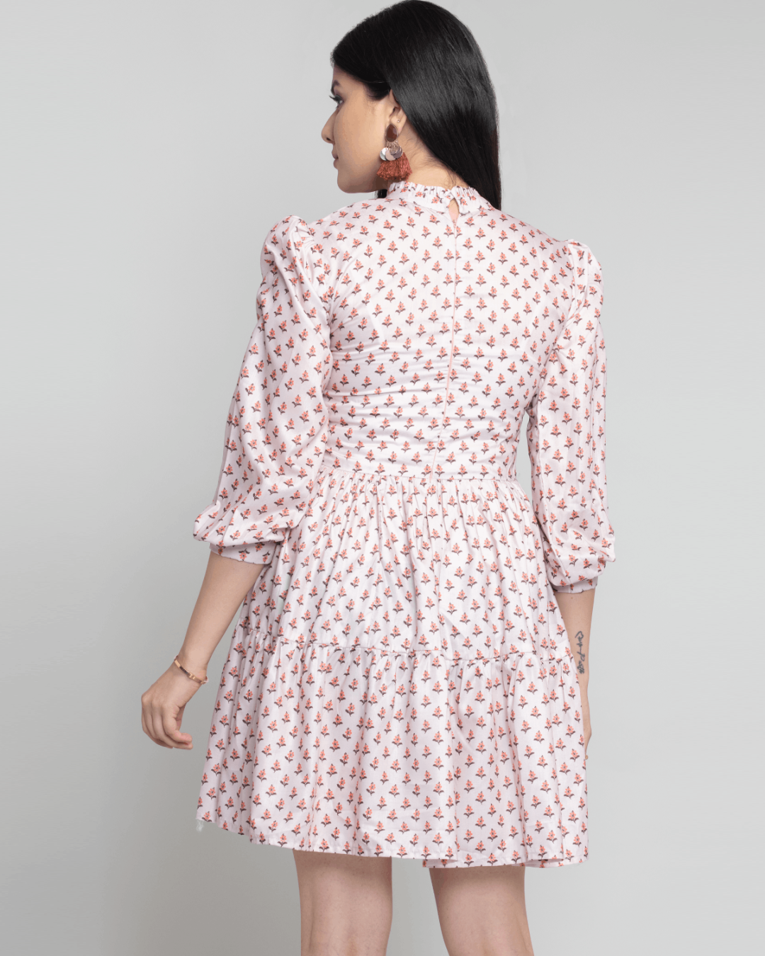 Rebecca Cream Floral Short Dress