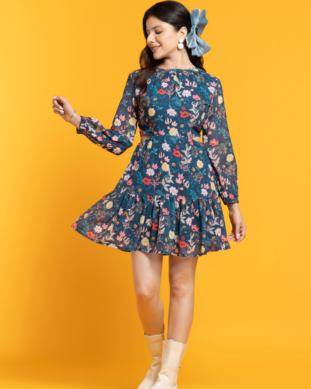 Daisy Teal Blue Short Dress