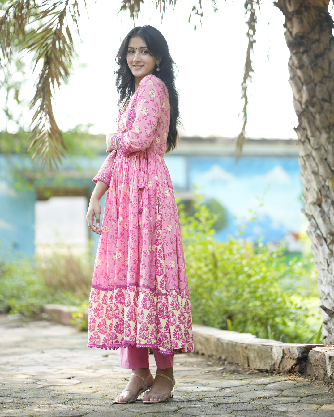 Noorie Pink Cotton Anarkali Set