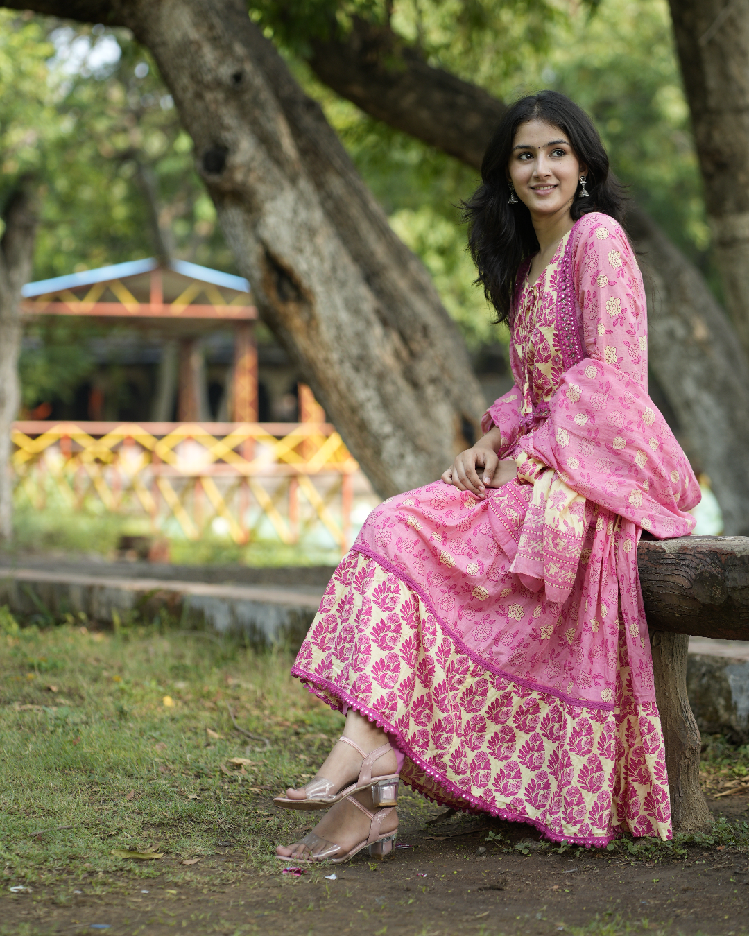Noorie Pink Cotton Anarkali Set