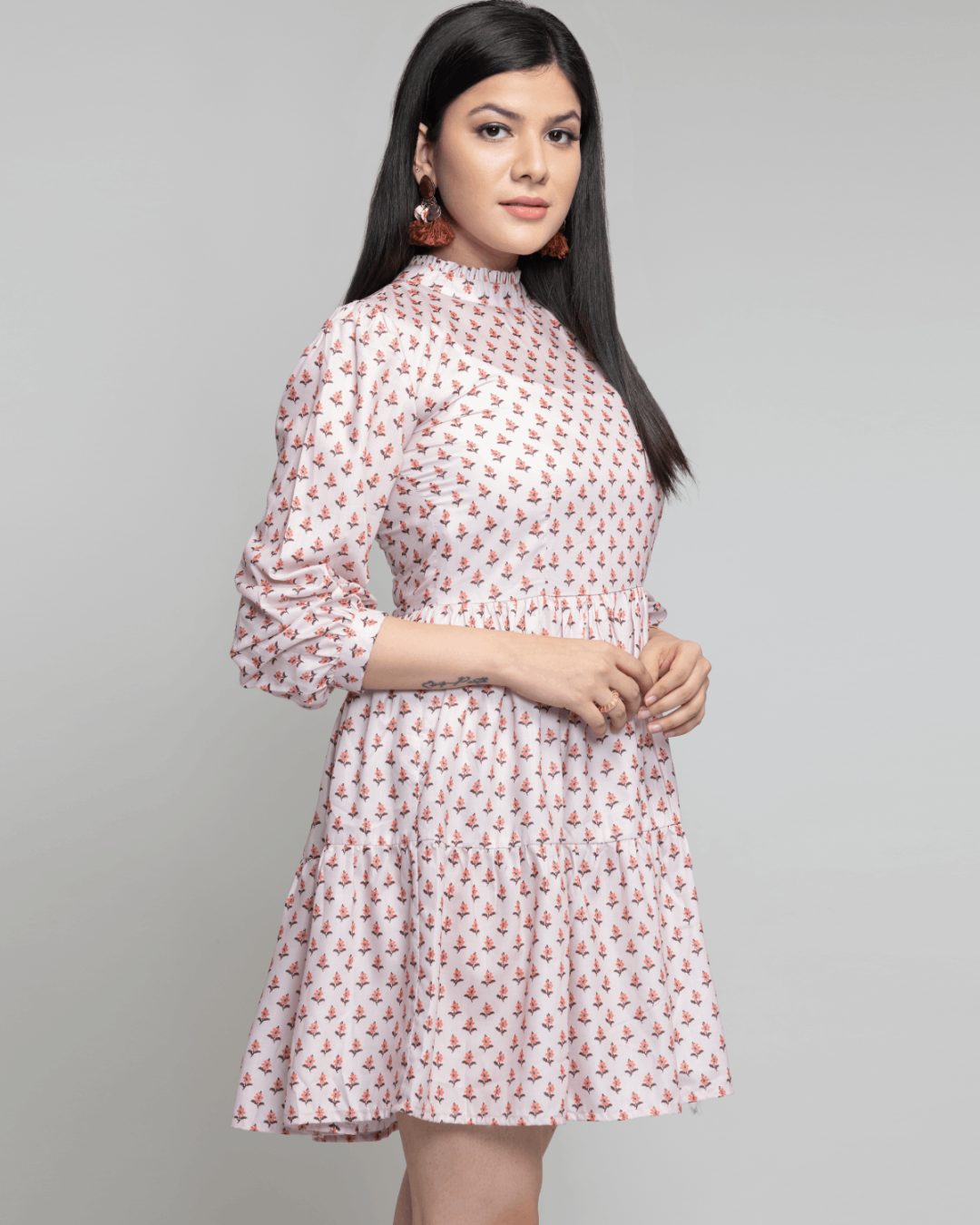 Rebecca Cream Floral Short Dress