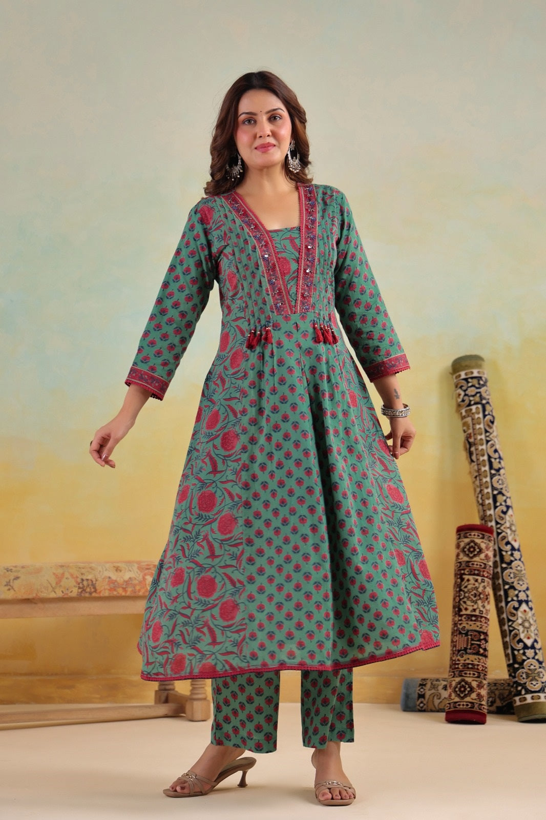 Nora Green Cotton A Line Suit Set