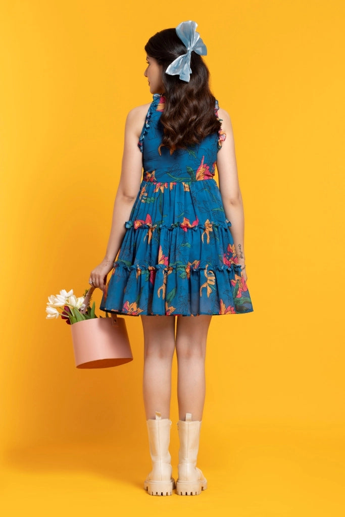 Little Desire Blue Lotus Short Dress