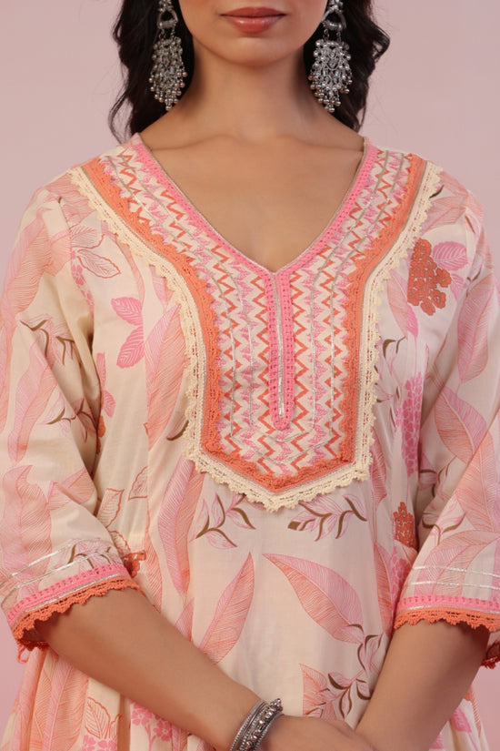 Jannat Pink Floral Cotton Anarkali Set