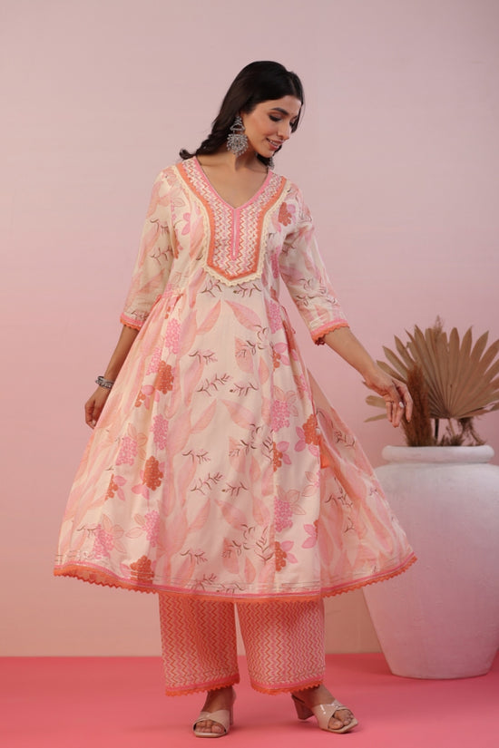 Jannat Pink Floral Cotton Anarkali Set
