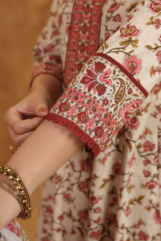 Gulnoor Maroon Cotton Anarkali Suit Set