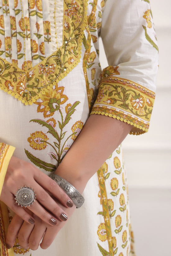 Simran Yellow Cotton Straight Suit Set For Women
