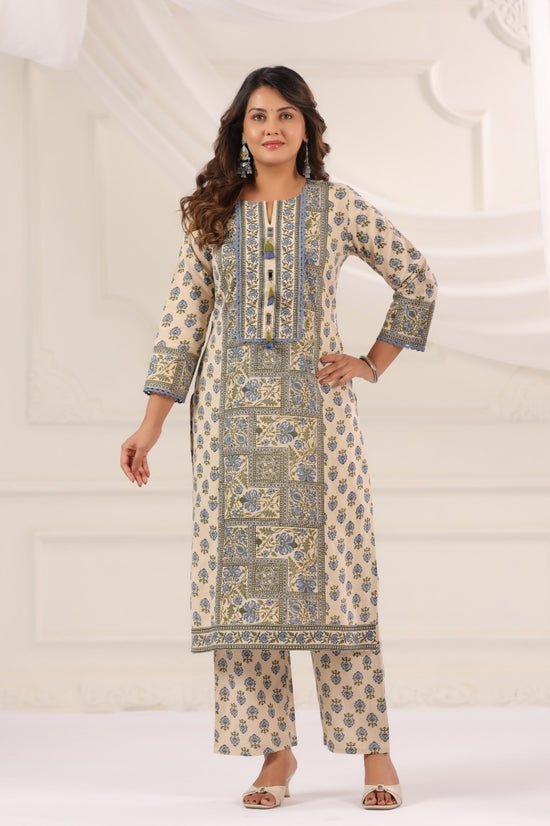 Ayati Blue Cotton Suit Set For Women
