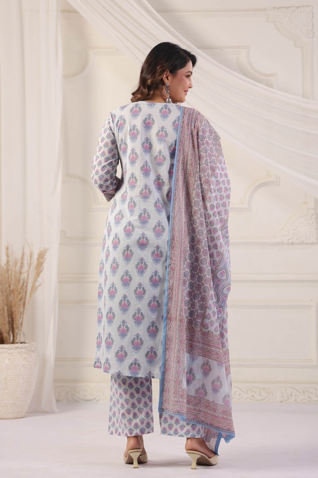 Parvati Blue Cotton Salwar Suit Set For Women