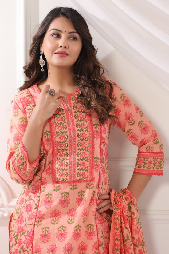 Kanishka Peach Cotton Suit Set For Women