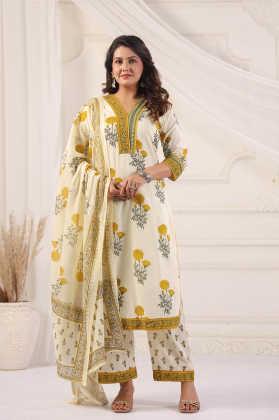 Shaila Yellow Cotton Salwar Suit Set For Women