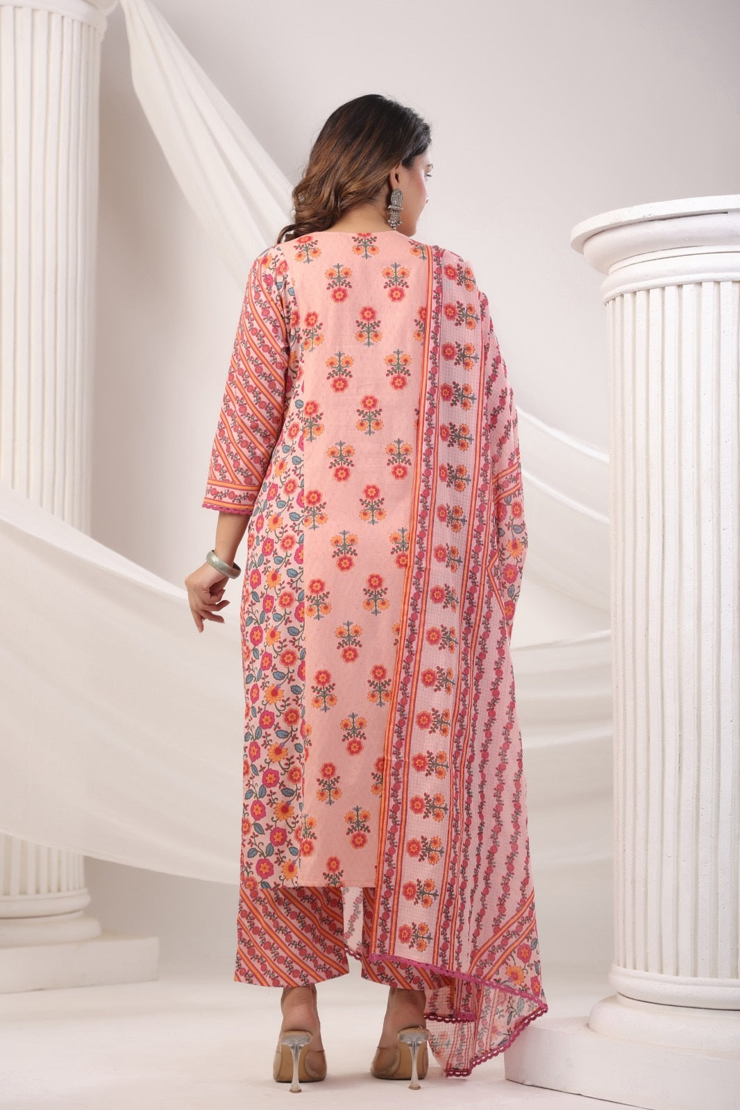 Mahek Peach Cotton Suit Set