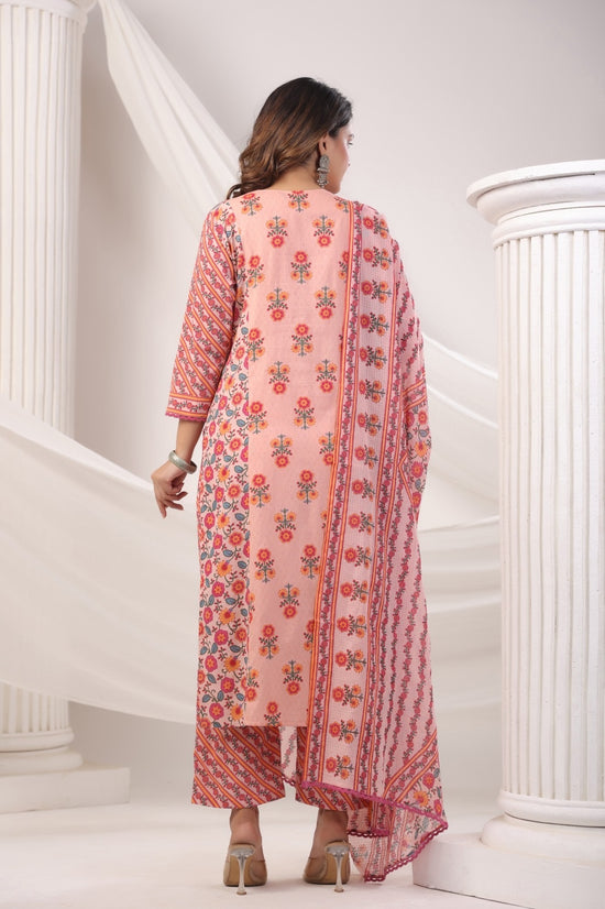 Mahek Peach Cotton Suit Set
