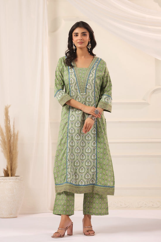 Aashvi Green Cotton Suit Set For Women