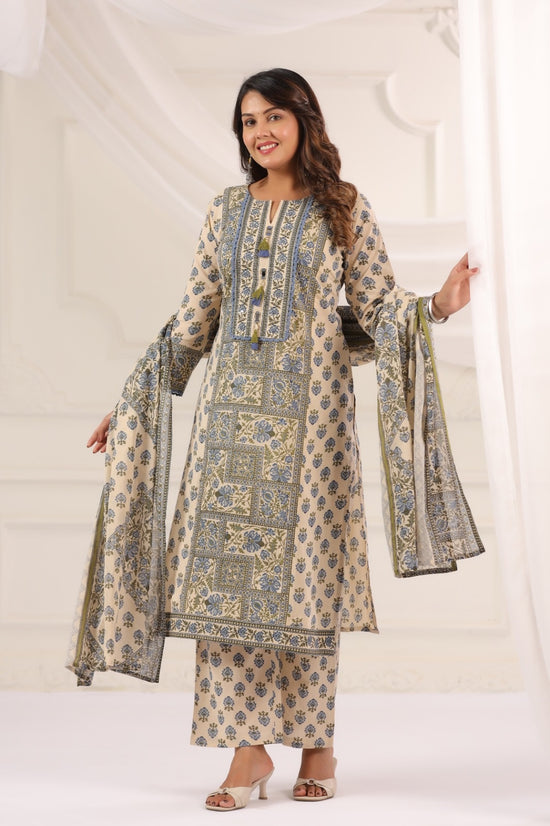 Ayati Blue Cotton Suit Set For Women