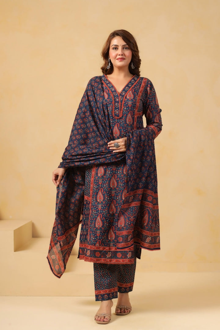 Neelanjana Blue Cotton Suit Set