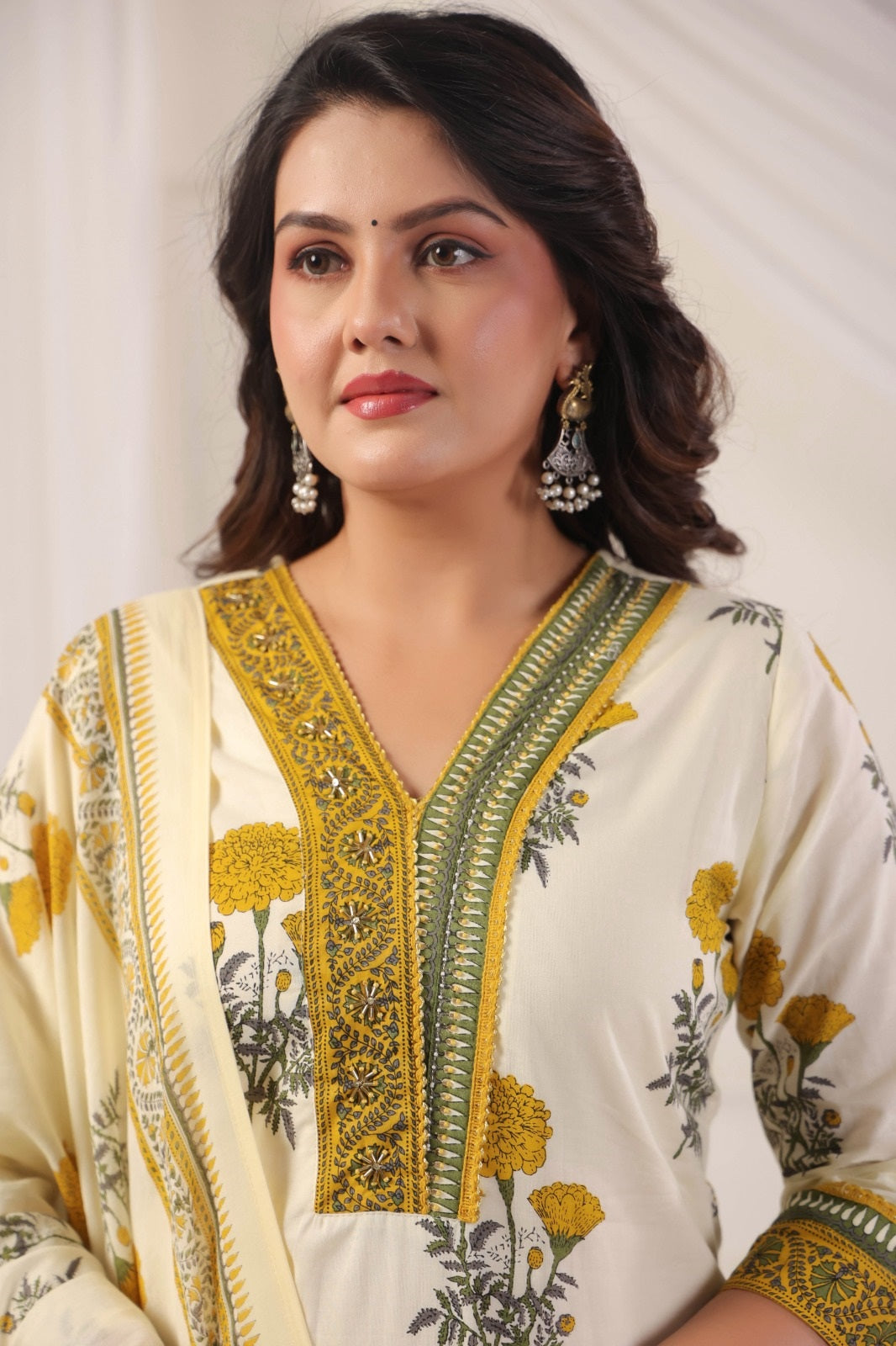Shaila Yellow Cotton Salwar Suit Set For Women
