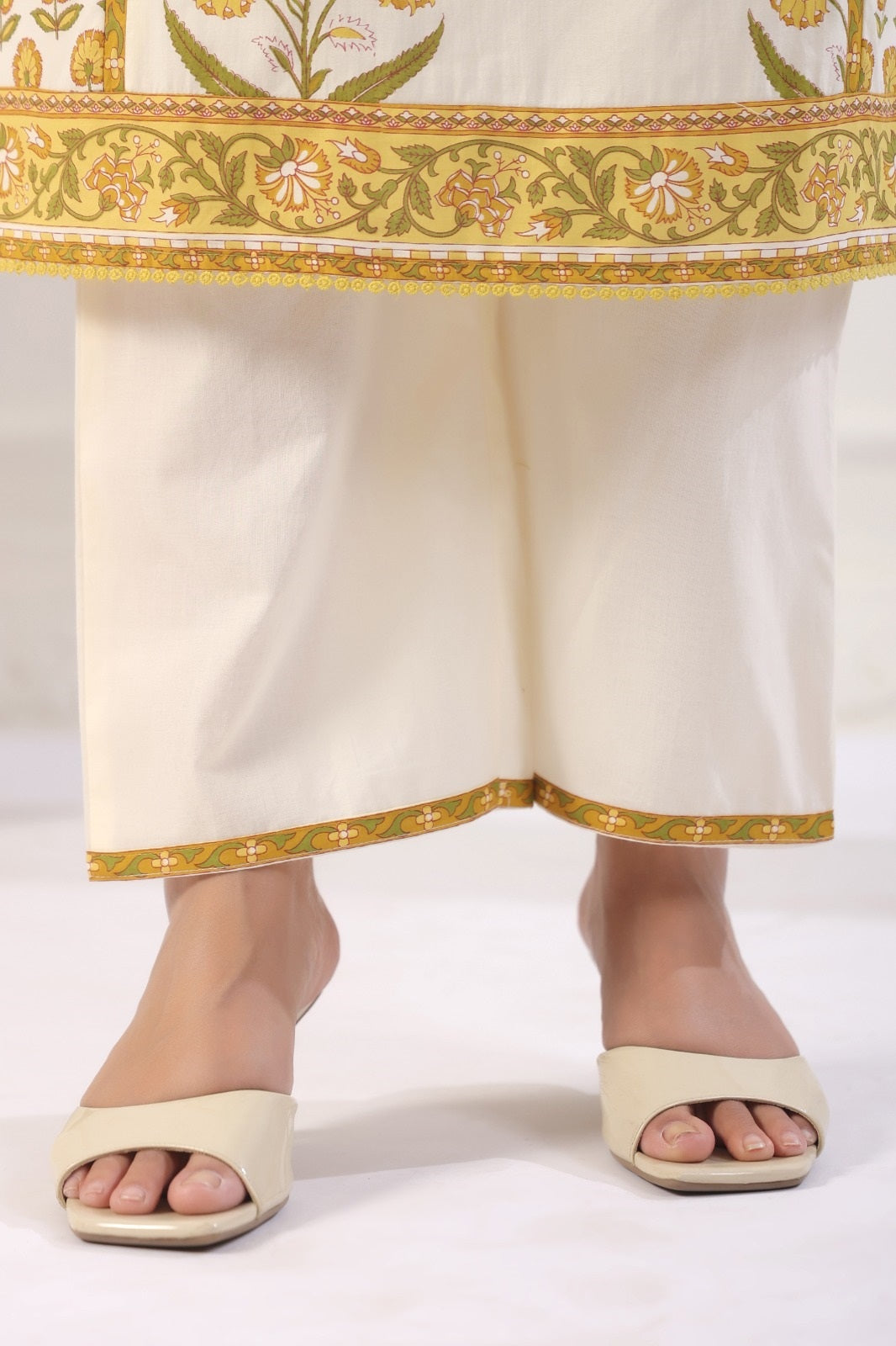 Simran Yellow Cotton Straight Suit Set For Women