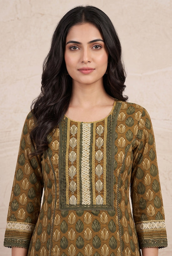 Rajeshwari Mustard Cotton Straight Salwar Suit Set For Women