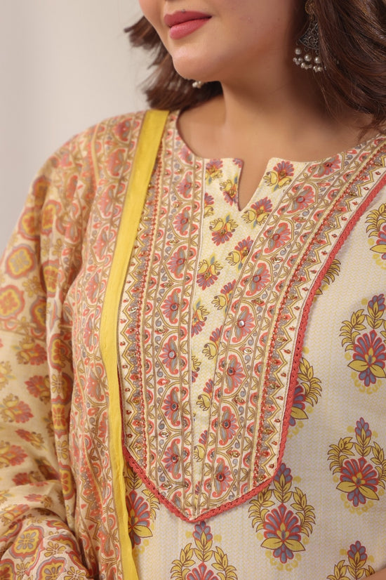 Arya Yellow Cotton Straight Suit Set For Women