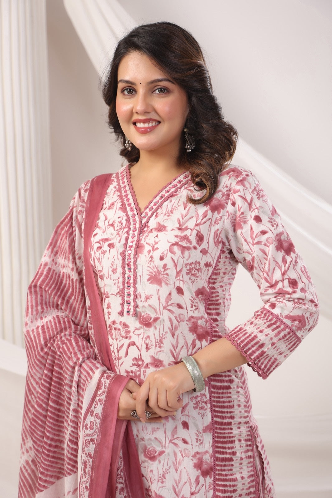 Fiza Pink(Rust) Cotton Suit Set