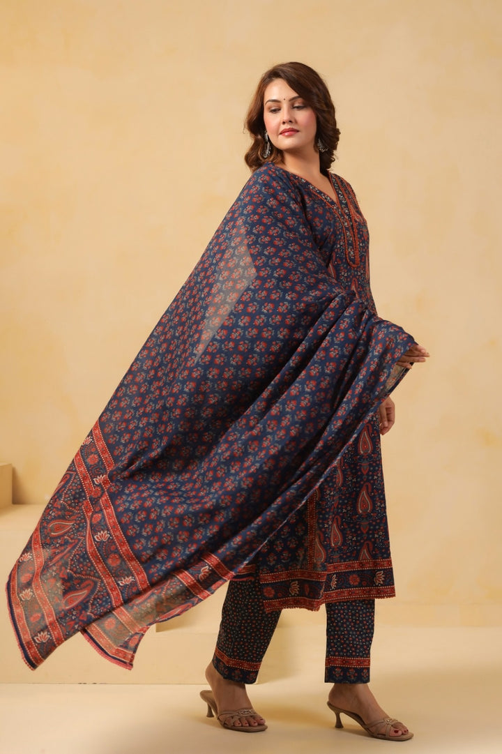 Neelanjana Blue Cotton Suit Set