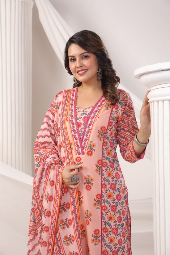 Mahek Peach Cotton Suit Set