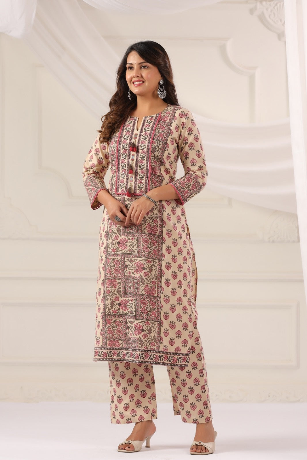 Sandhya Earthy Red Cotton Suit Set For Women