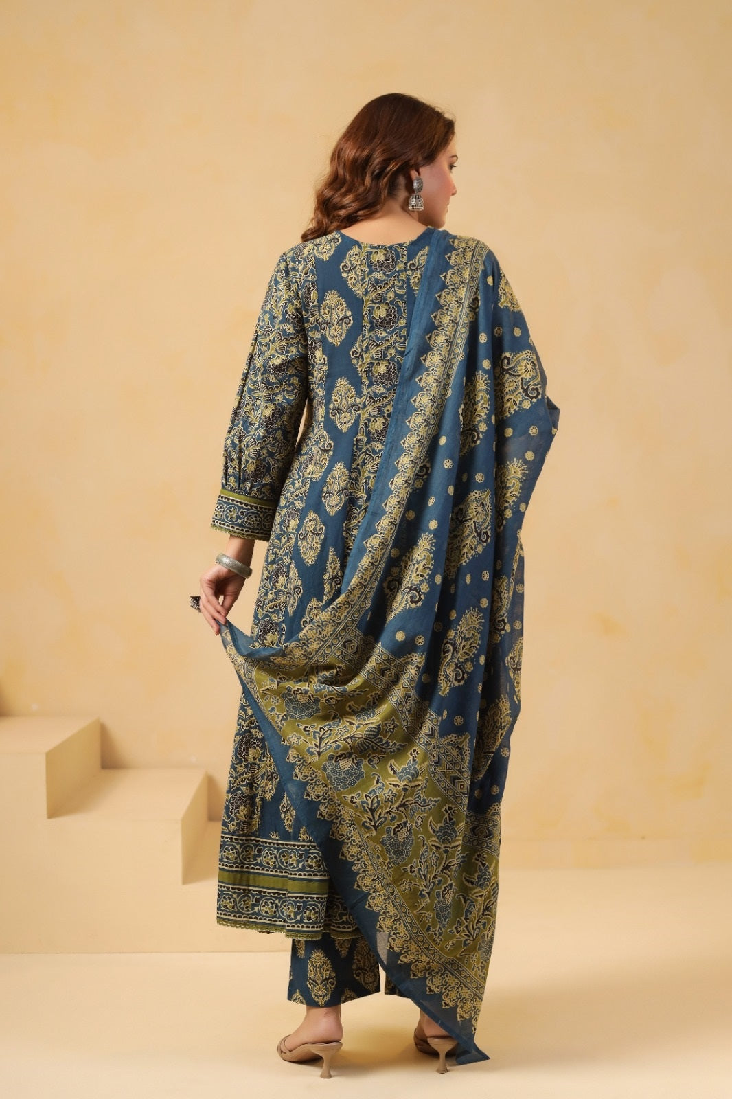 Sahiba Green Cotton Anarkali Suit Set