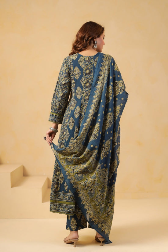 Sahiba Green Cotton Anarkali Suit Set