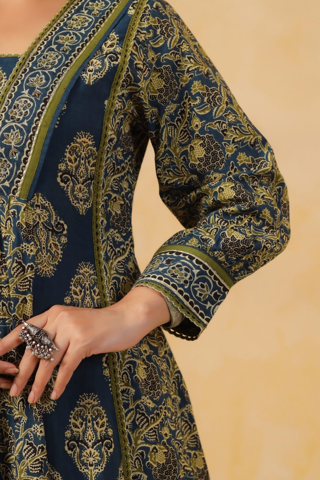 Sahiba Green Cotton Anarkali Suit Set