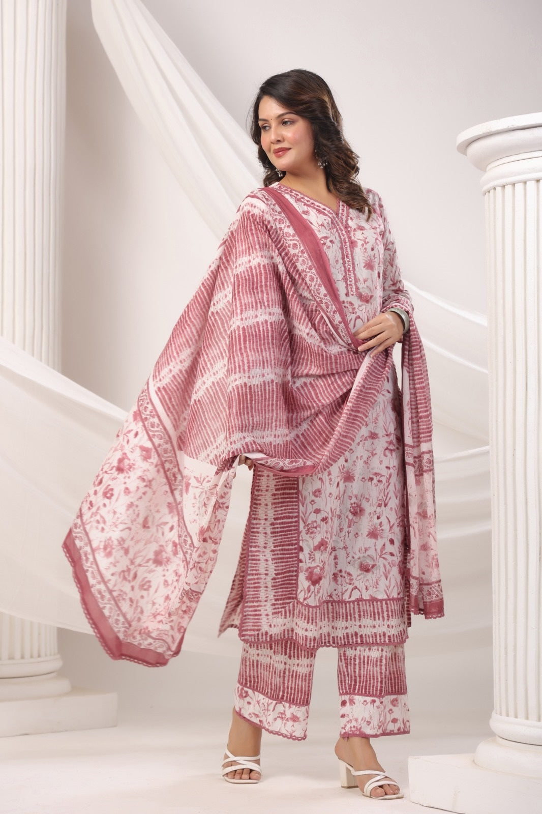 Fiza Pink(Rust) Cotton Suit Set