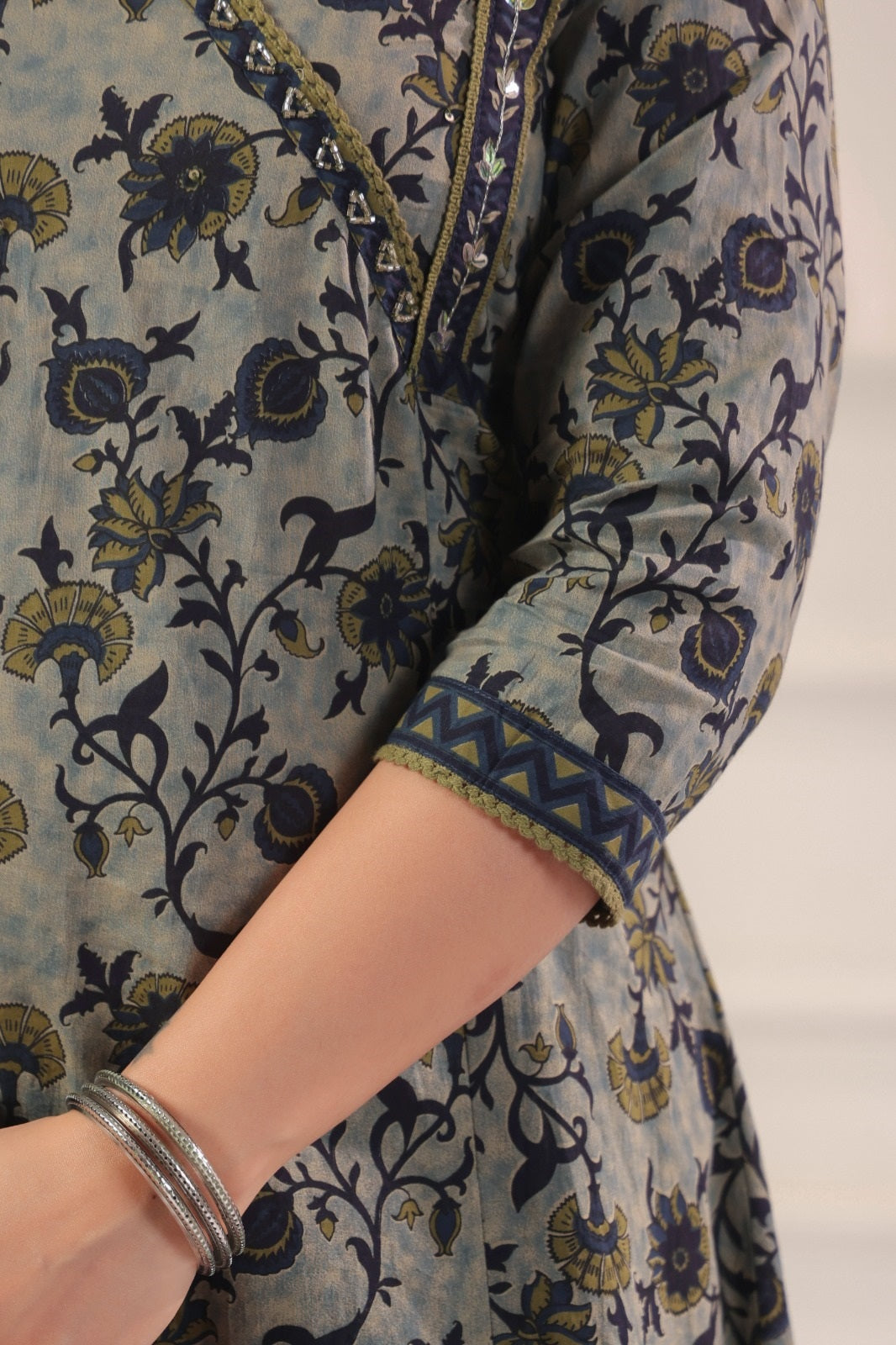 Gautami Blue Cotton A Line Suit Set For Women