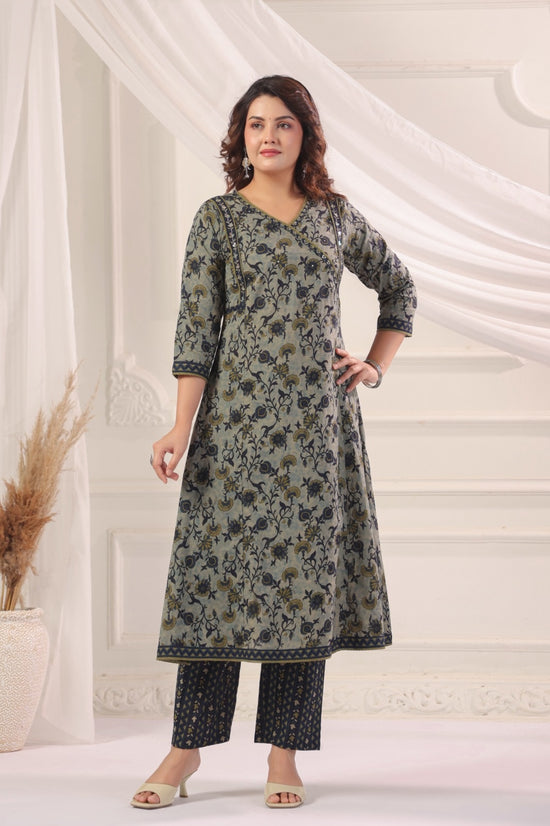 Gautami Blue Cotton A Line Suit Set For Women