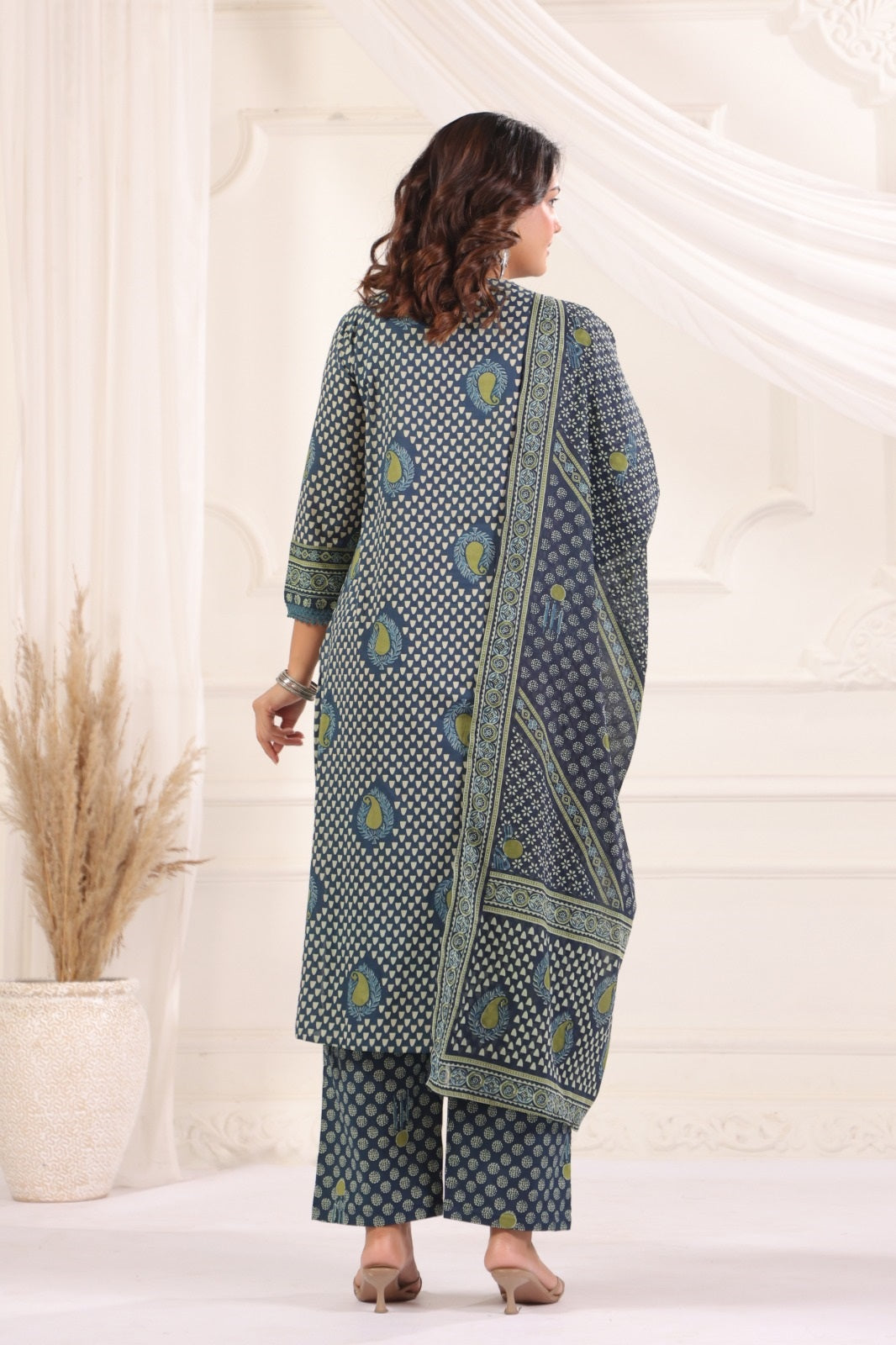 Madhavi Blue Cotton Salwar Suit Set For Women