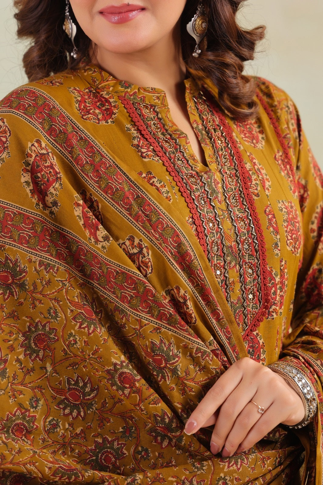 Mogra Mustad Premium Cotton A Line Suit Set