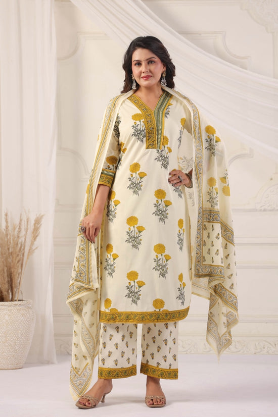 Shaila Yellow Cotton Salwar Suit Set For Women