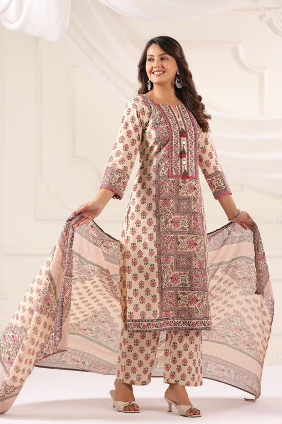 Sandhya Earthy Red Cotton Suit Set For Women