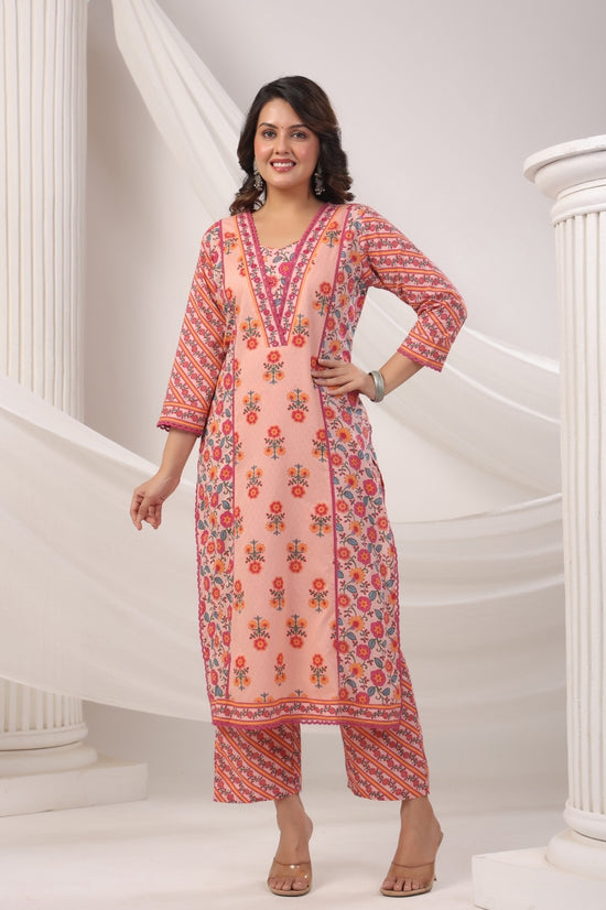 Mahek Peach Cotton Suit Set