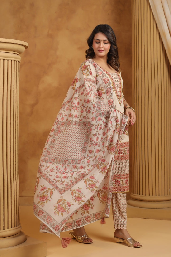 Roshni Maroon Premium Cotton Handblock Printed Suit Set