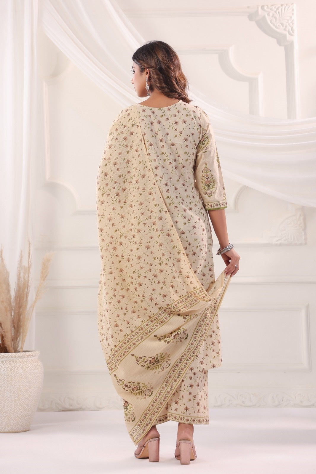 Eesha Brown Cotton Suit Set For Women