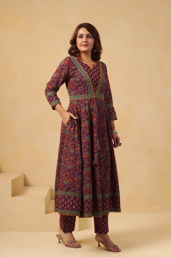 Janhvi Wine Premium Cotton Anarkali Suit Set