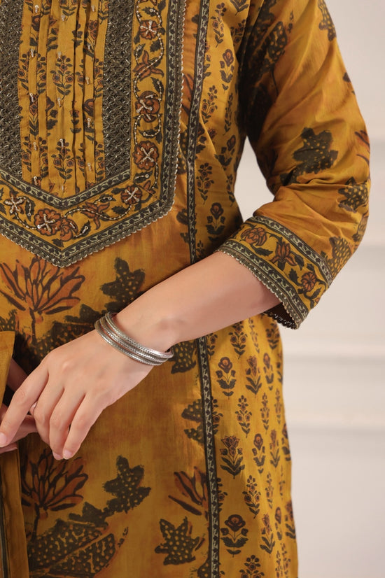 Amani Mustard Cotton Straight Suit Set For Women
