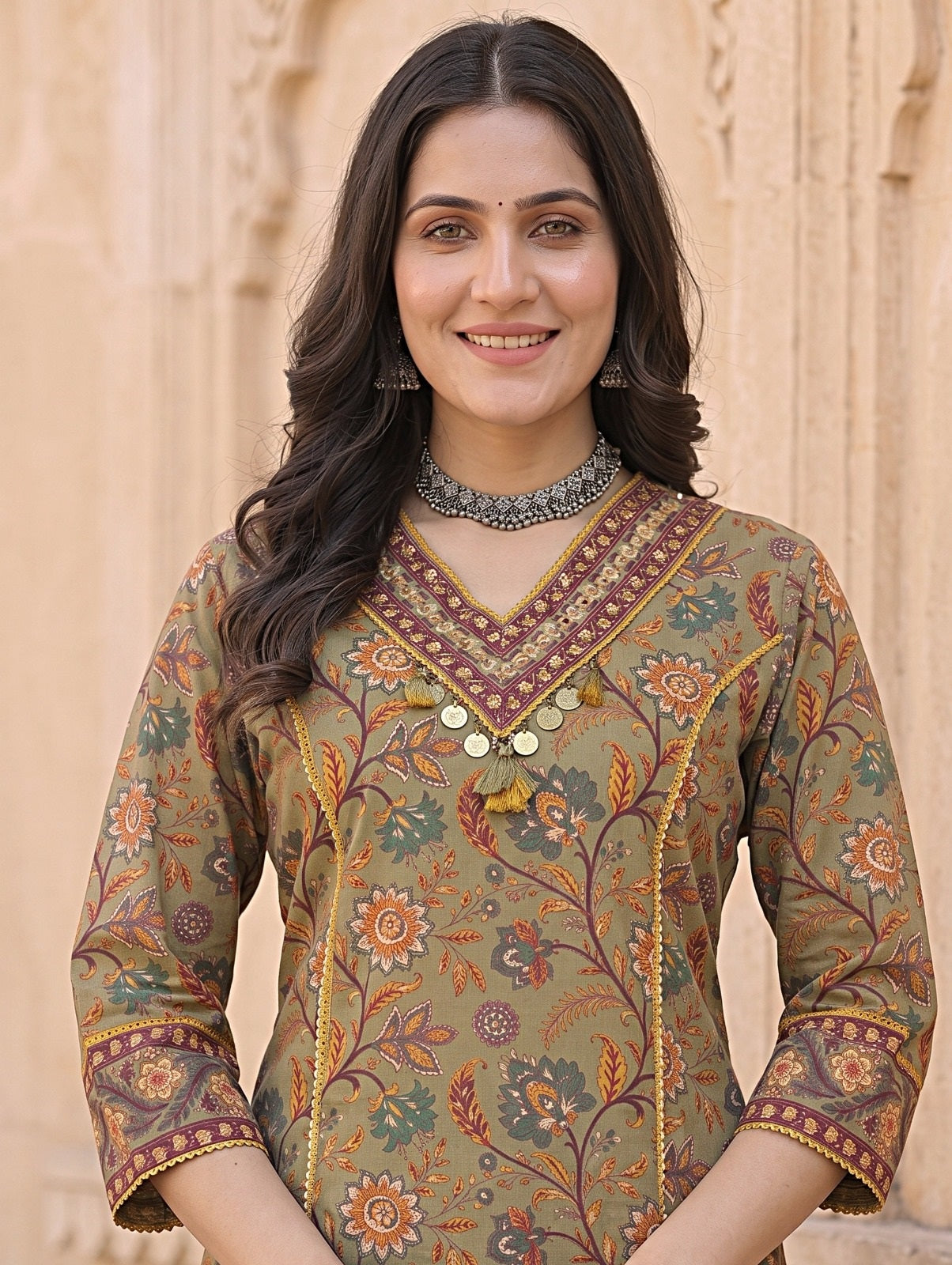 Shashi Green Cotton Farshi Salwar Suit Set