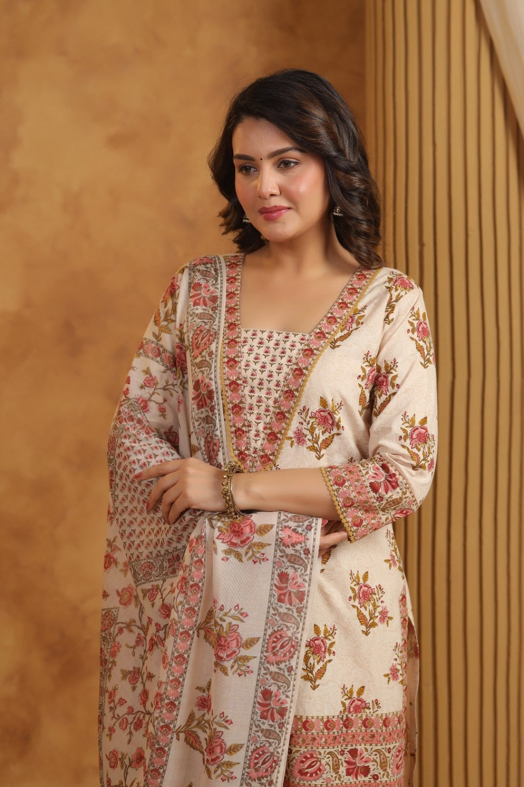 Roshni Maroon Premium Cotton Handblock Printed Suit Set