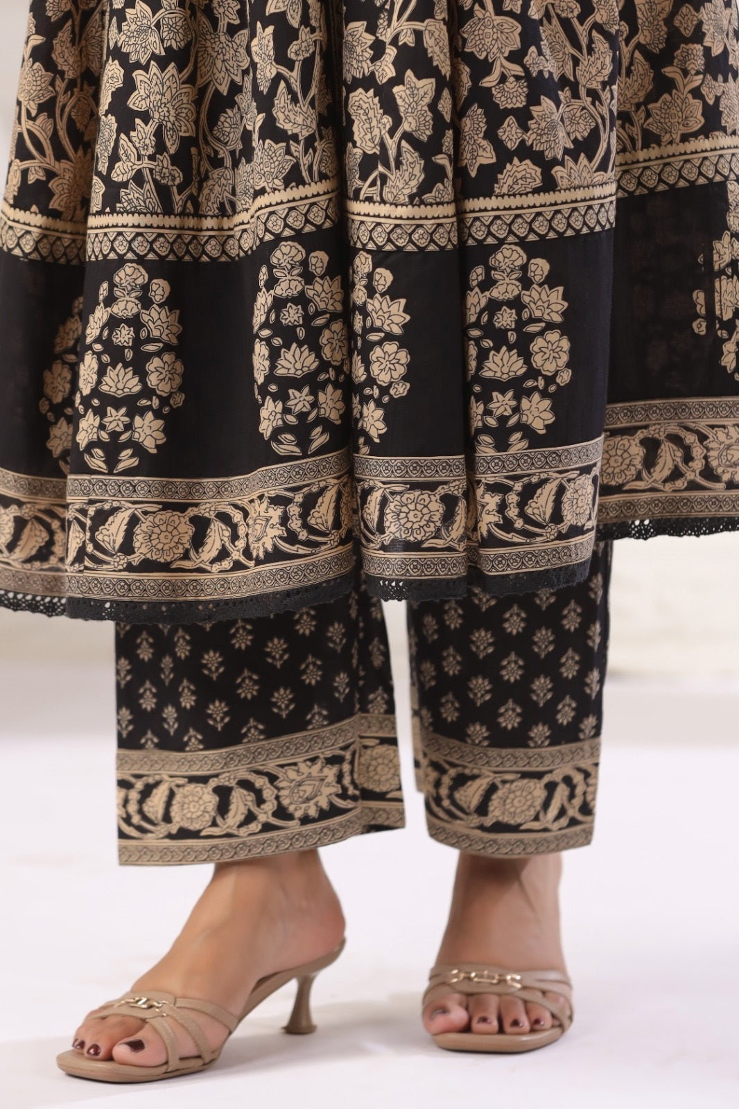 Shanaya Black Cotton Anarkali Suit Set For Women