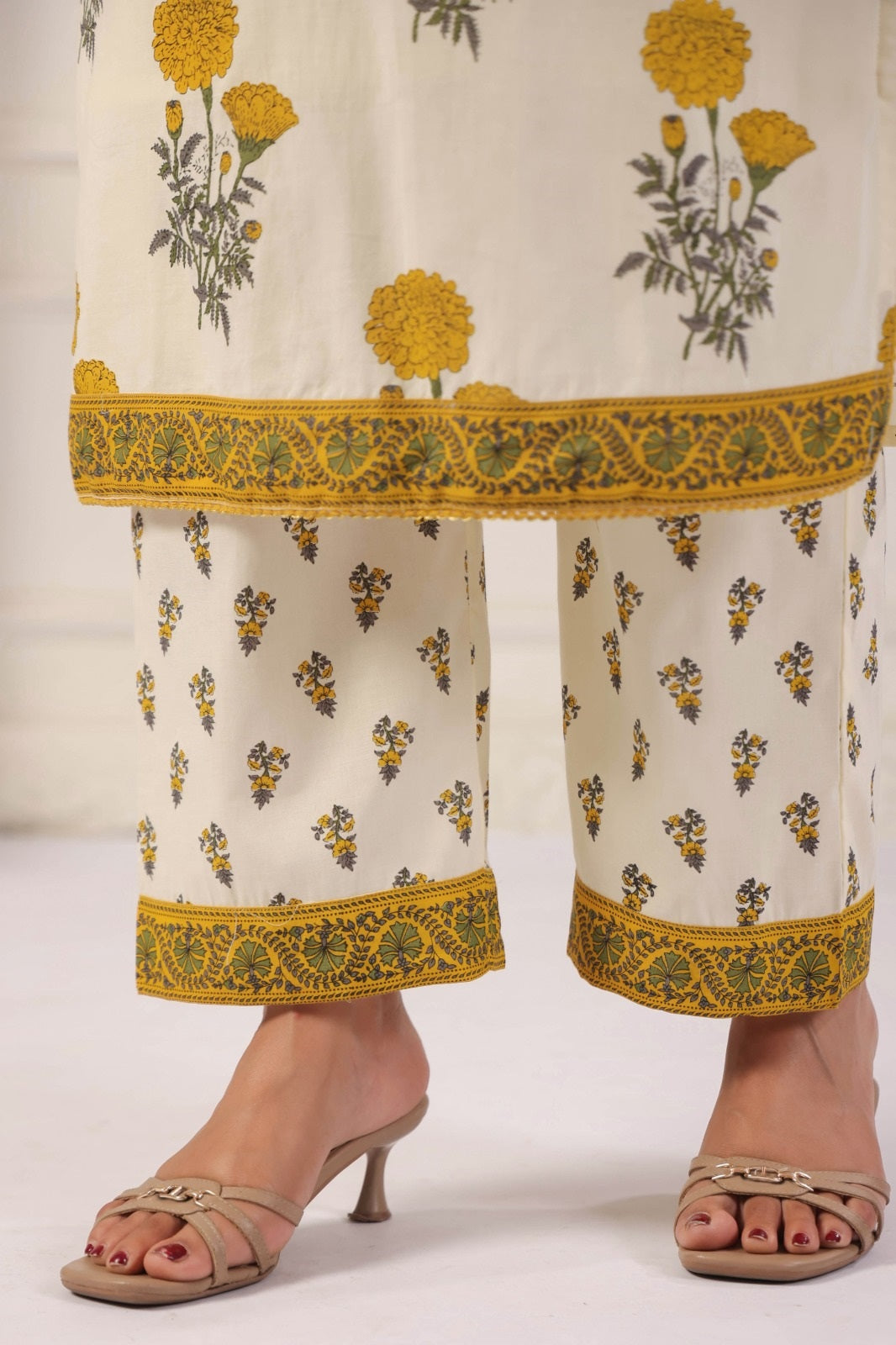 Shaila Yellow Cotton Salwar Suit Set For Women