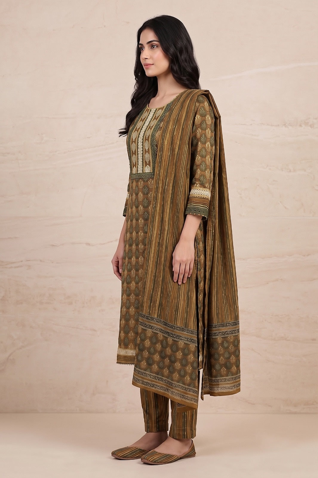 Rajeshwari Mustard Cotton Straight Salwar Suit Set For Women